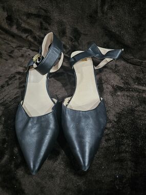 Louise et Cie Black Pointed Ankle-Strap Heels